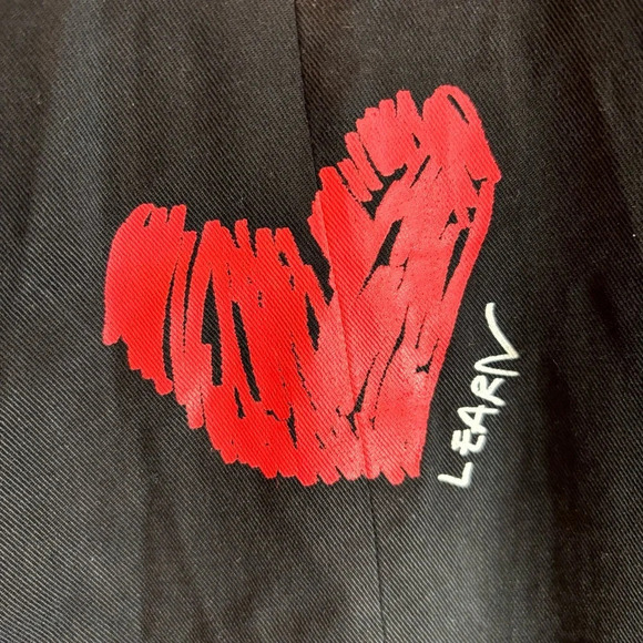 DESIGUAL Sz 36 Abstract Script Red Heart Hooded Drawstrings Canvas Trench Coat - Picture 7 of 15